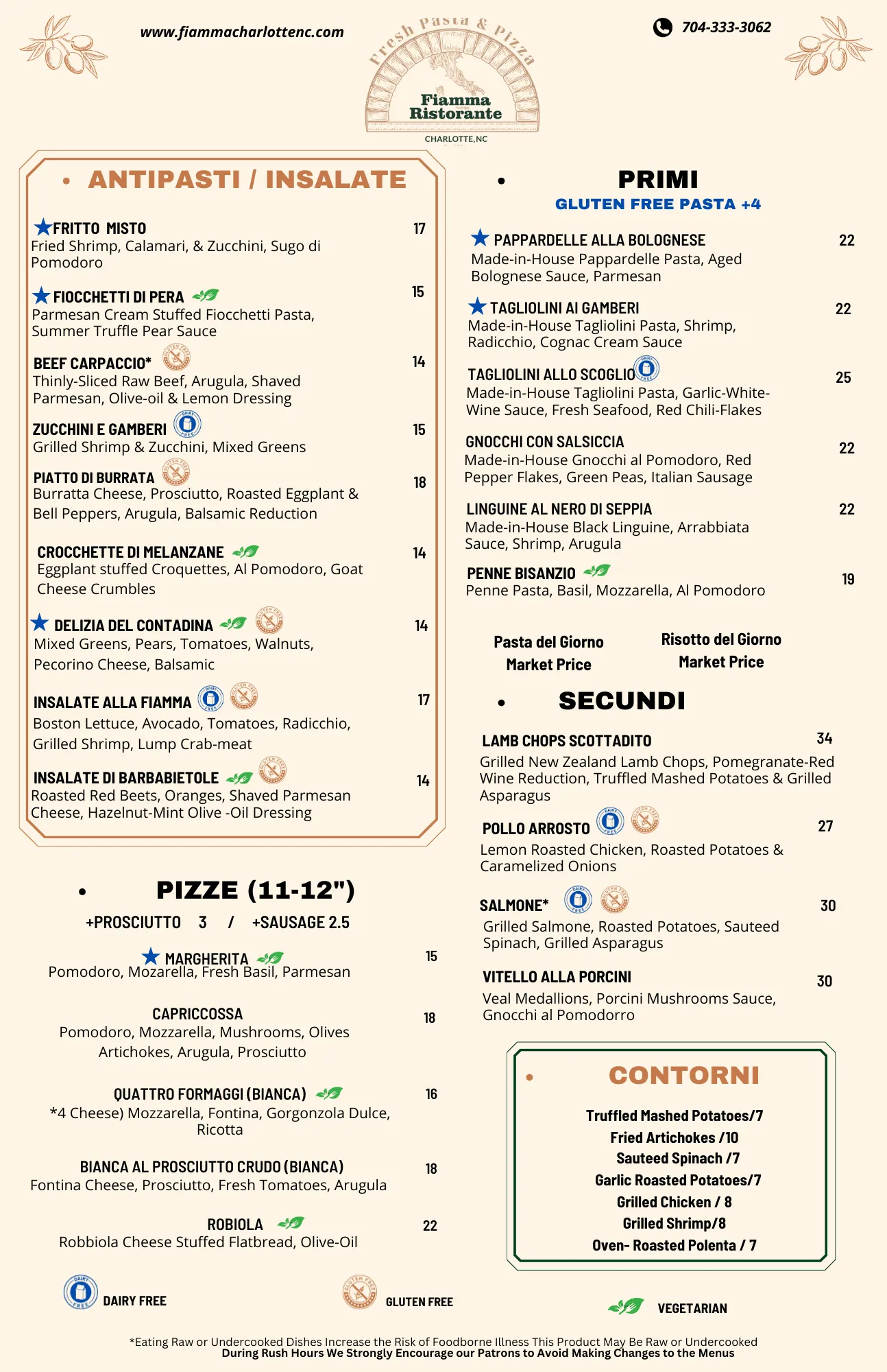 The original food menu — the four courses are indistinguishable