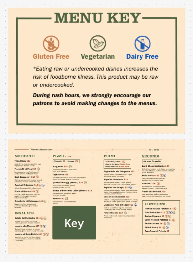 The key in the bottom-center, where customers cannot miss it